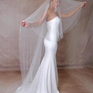 Wedding Veil with Blusher Pearl Cathedral Veil Pearl Chapel Veil 2 Tier Pearl Veil with Blusher Pearl Veil Fingertip veil Simple veil