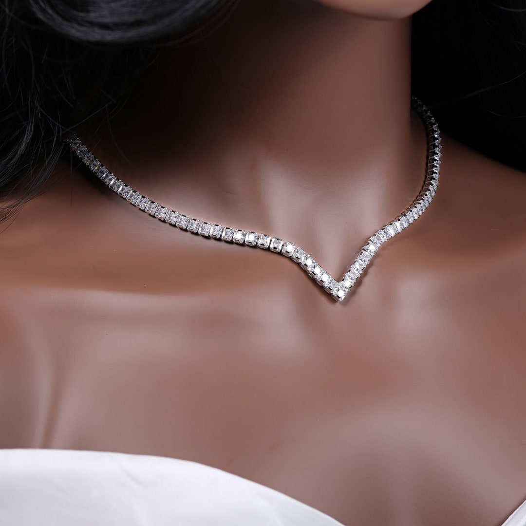 Simulated Diamond Necklace Set, Statement Bridal Necklace Set, Crystal Bridal  Wedding Jewelry Set, Wedding Necklace, Crystal Necklace Set, - Etsy