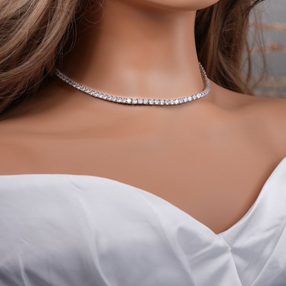 Gold Rhinestone Choker Necklace - Layered Choker Necklace