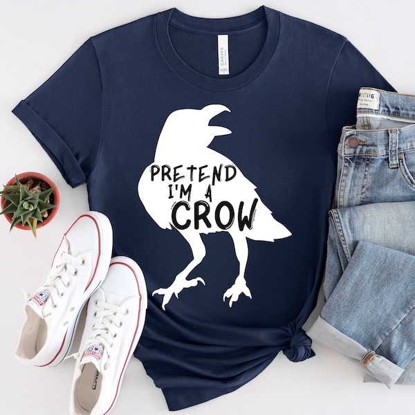 Pretend I'm A Crow Funny Lazy Halloween Costume T-Shirt, Halloween Shirt, Crow Man, Black Crow, Crow Mask, Gift For Friend