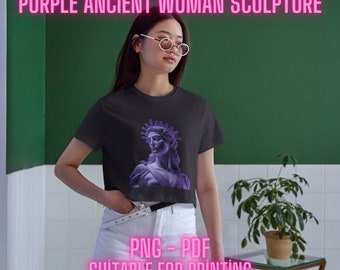 Purple Ancient Woman Sculpture, High Quality Printable Poster, Tshirt Design, Digital Print, PNG,JPEG,Digital Design, Suitable for Printing