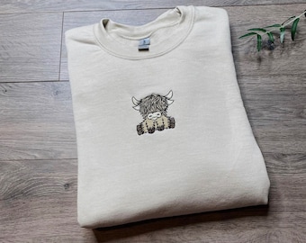Highland Cow Embroidered Crewneck