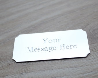 Personalized Engraved Silver Plate, Self Adhesive Name Plate (50x25mm)