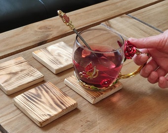 Handmade Rustic Wood Coasters, Cabin Decor Gift