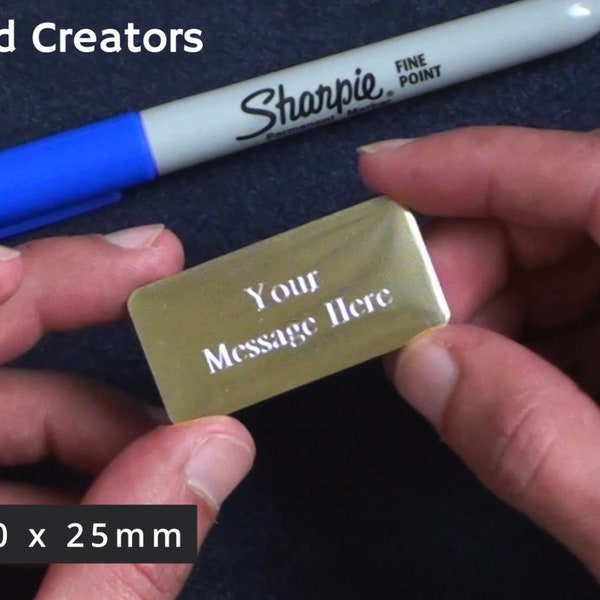 Personalized Engraved Metal Plate, Gold or Silver, Self Adhesive Plaque (50x25mm)