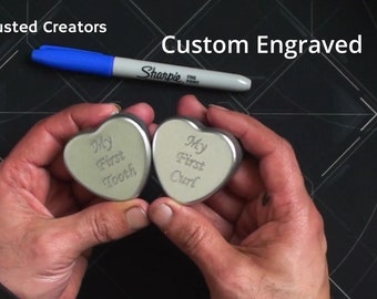 Engraved My First Tooth and Curl Tin Set, Personalized Baby Gift