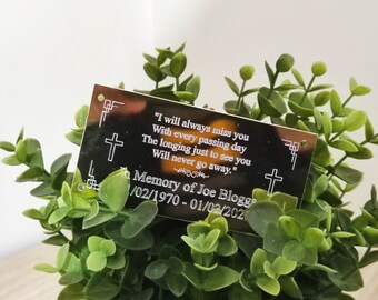 Engraved Memorial Plaque: Personalized Silver or Gold Plate (10cmx5cm)