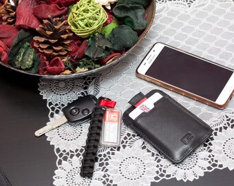 Real Leather Slim Leather RFID Wallet with Custom Engraved Gift Box Minimalist Credit Card Holder Gift idea for Him or Her