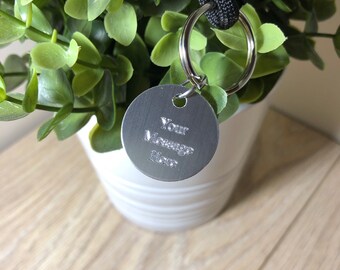 Personalized Engraved Tag Keyring, Handmade Paracord Cobra Stitch