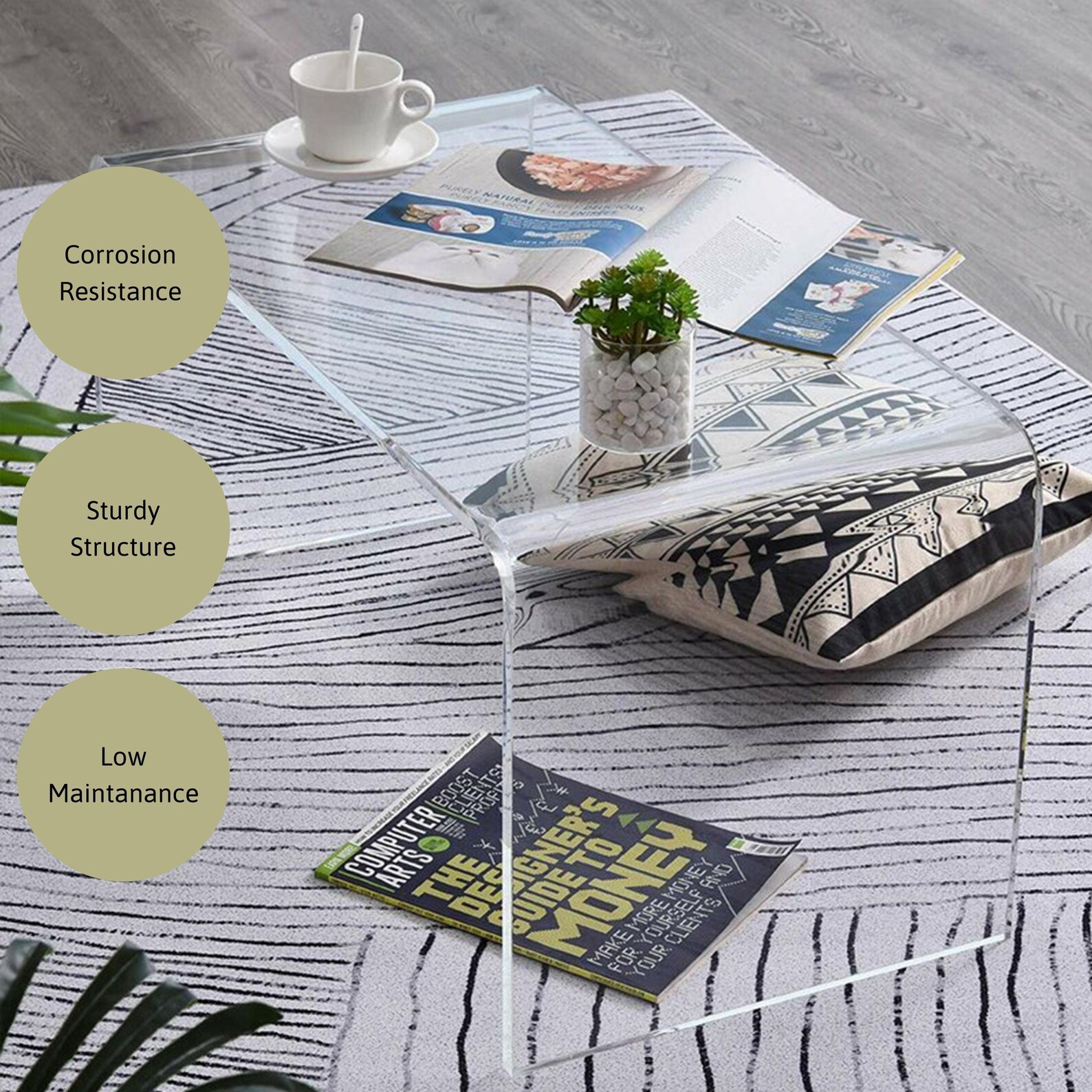 Perspex Coffee Table Modern Curved Acrylic Coffee Table Etsy UK