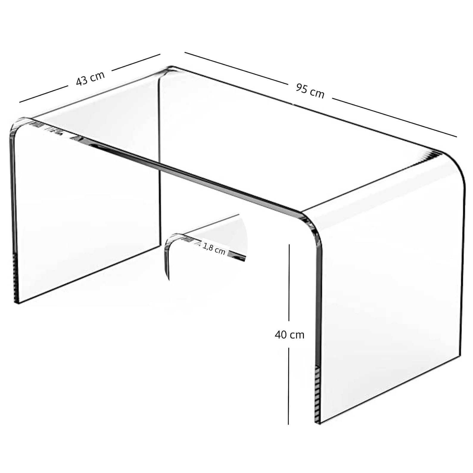 Perspex Coffee Table Modern Curved Acrylic Coffee Table Etsy UK