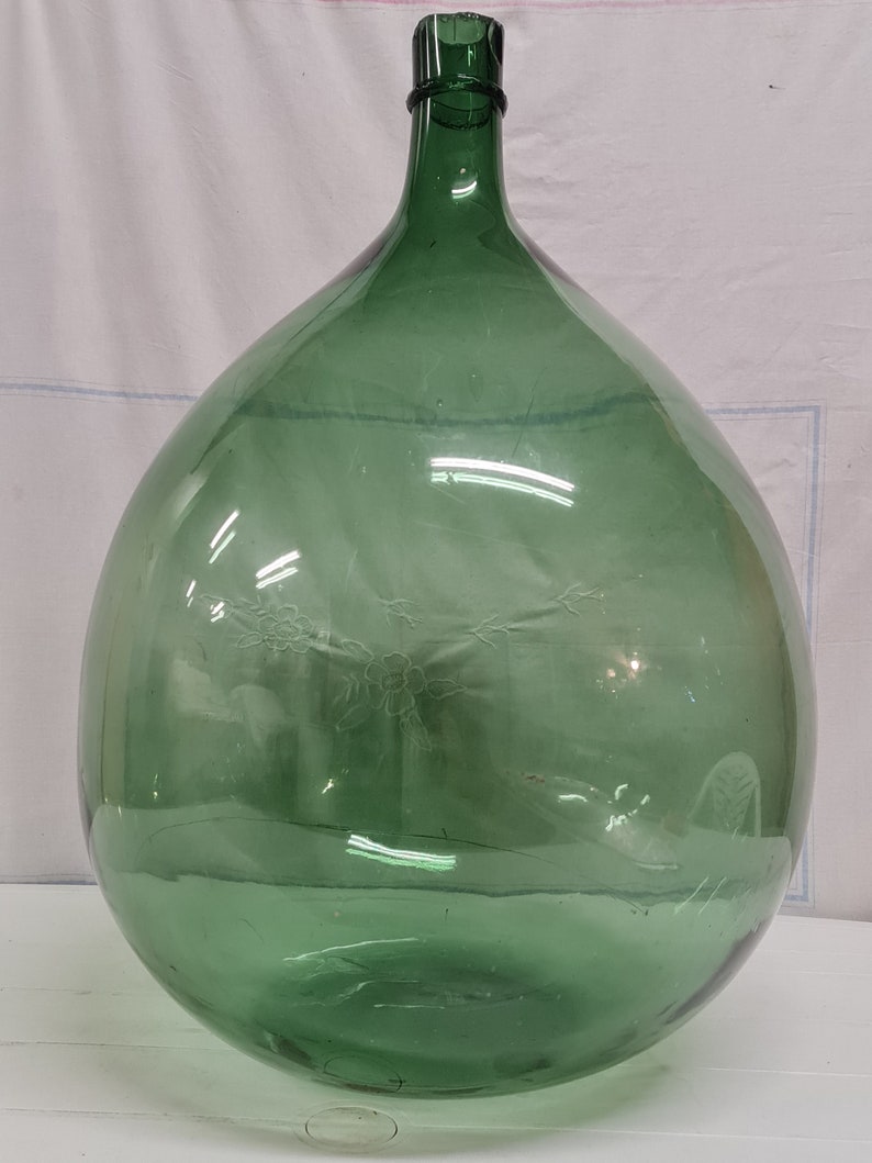 Bottle green demijohn, bottle green demijohn, Flaschengrüne Korbflasche image 2