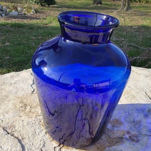 Blue blown glass carboy, vintage blue glass, dame jeanne buette image 10
