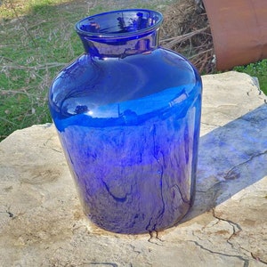 Blue blown glass carboy, vintage blue glass, dame jeanne buette image 6