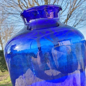 Blue blown glass carboy, vintage blue glass, dame jeanne buette image 4