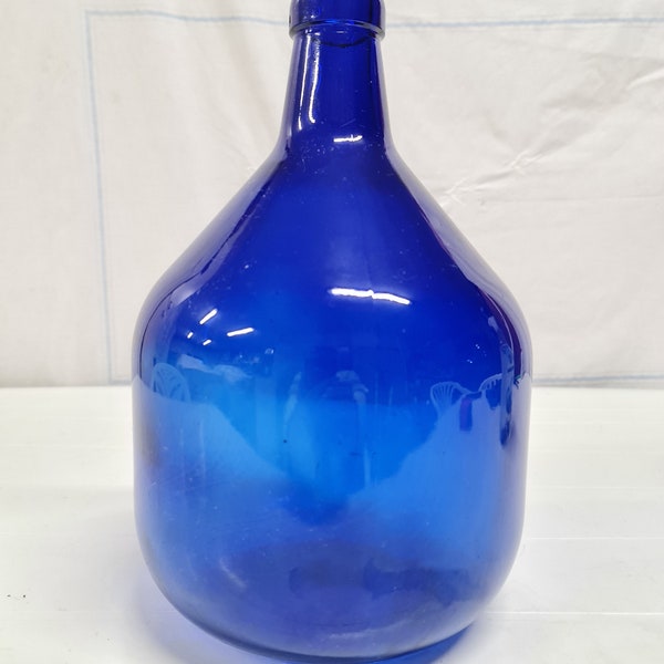 Blue carboy, bluette demijohn, ballon flask, Korbflasche