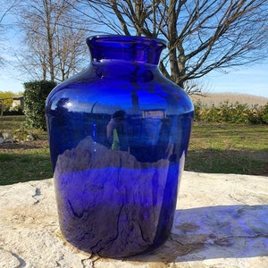 Blue blown glass carboy, vintage blue glass, dame jeanne buette image 9