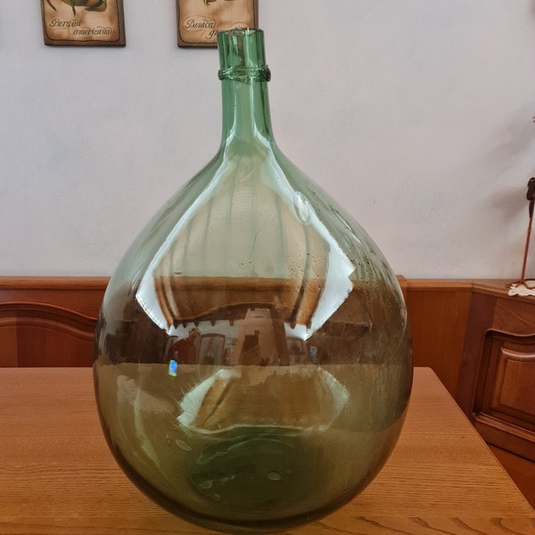 Damigiana verde bottiglia, bottle green demijohn, Flaschengrüne Korbflasche