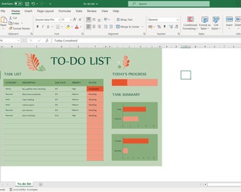 To do list , excel template , printable , fillable