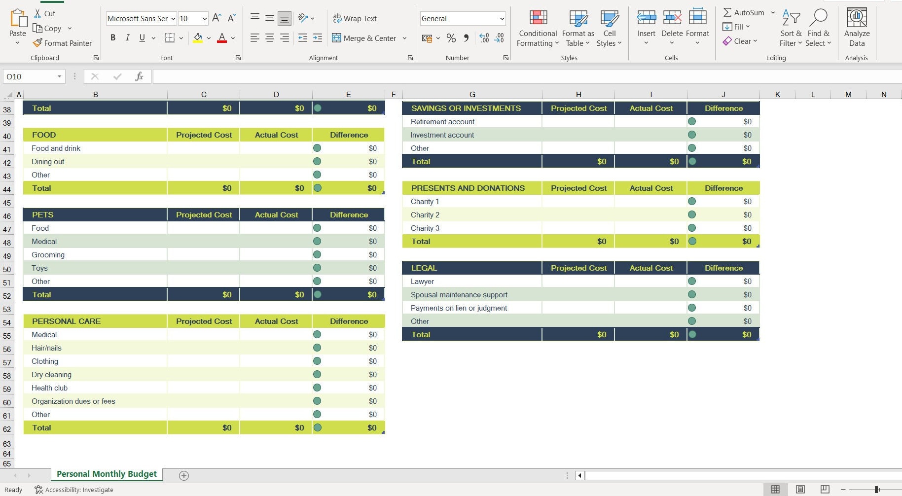 Personal Monthly Budget Excel File Digital Editable Fillable Personal monthly budget excel file digital editable fillable