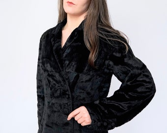 Manteau noir des années 1930 en peluche, manteau en fausse fourrure noir, manteau vintage noir, clapet manteau des années 1920, manteau antique, pardessus vintage duveteux, manteau femme S M