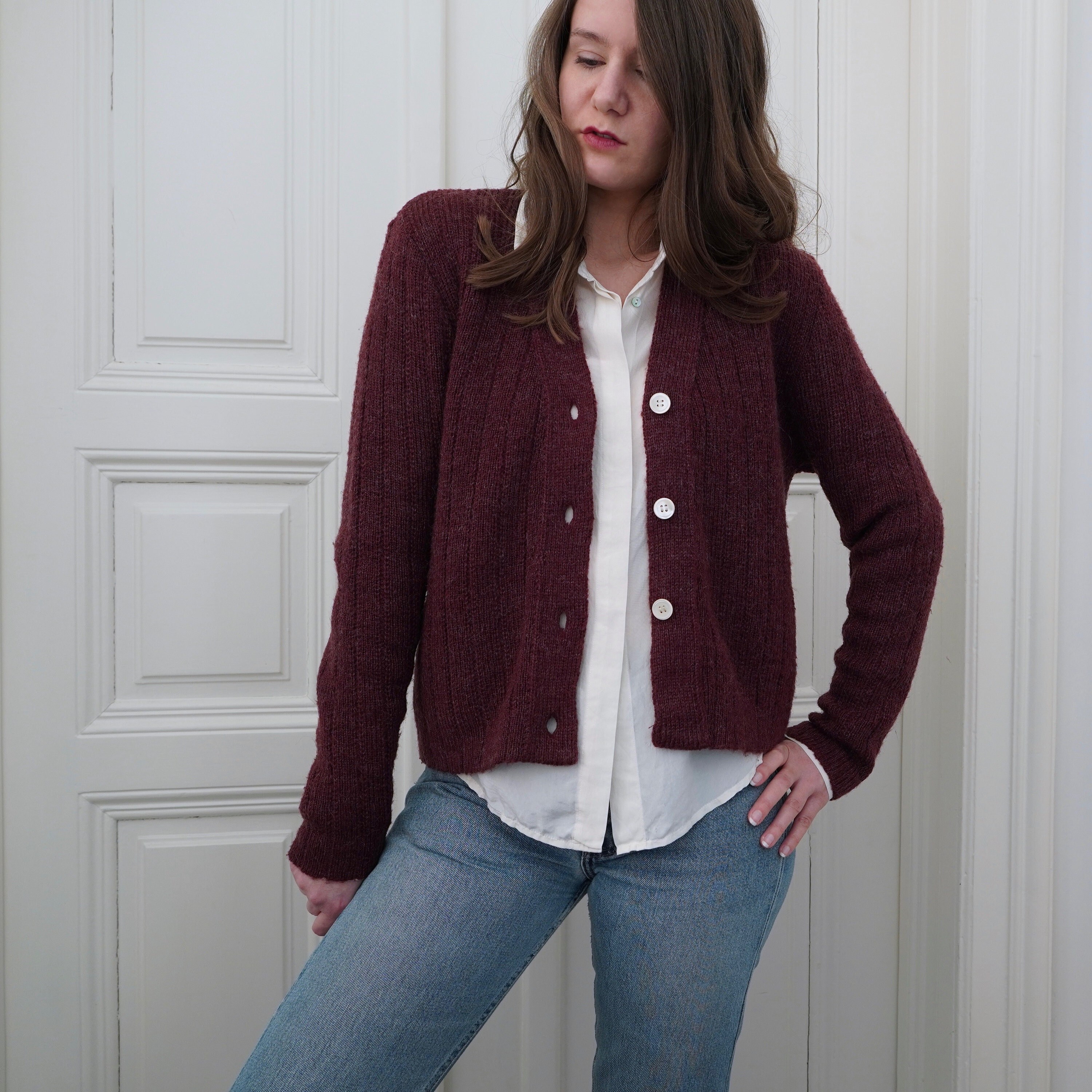 Burgundy Cardigan - Etsy UK