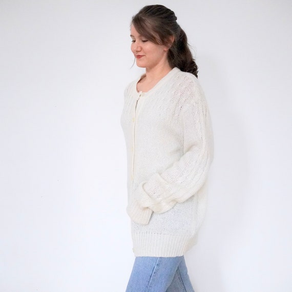 Italian Vintage 90s Cardigan Cream Fuzzy Cardigan… - image 5