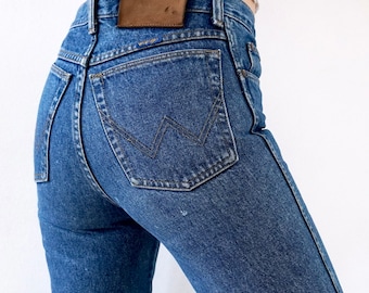 Vintage Wrangler Blaue Schlaghosen Frauen Wrangler Jeans Cowboy Jeans Wrangler Straight Leg Jeans High Waist Dark Wash Vintage Wranglers 28