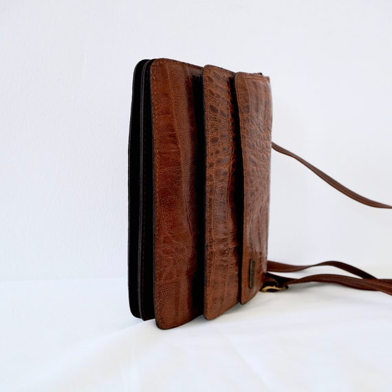 Vintage 70s Shoulder Bag Croco Faux Leather Bag V… - image 6