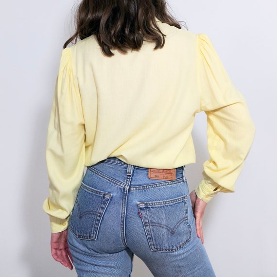 70s Vintage Flannel Puff Sleeve Blouse Italian Vi… - image 4