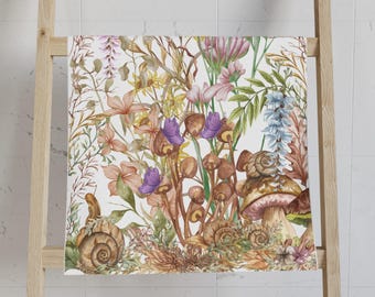 Vintage Wildflower Botanical Hand Towel | Floral Garden Illustration