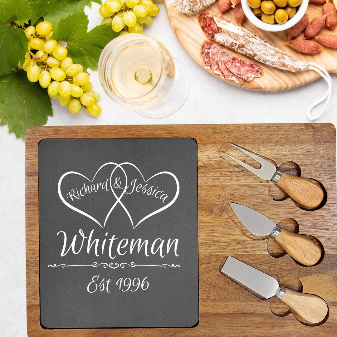 Personalized Acacia Wood Charcuterie Board, Custom Engraved Anniversary ...