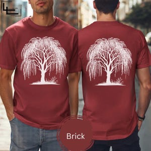 Willow Tree Shirt Front and Back, Comfort Colors Nature Tee, White Tree Silhouette Shirt, Grief Symbolism Willow Tree T-Shirt