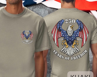 Camiseta conmemorativa del 250 aniversario de la libertad con águila / Camiseta con alas de la bandera estadounidense teñida en prenda