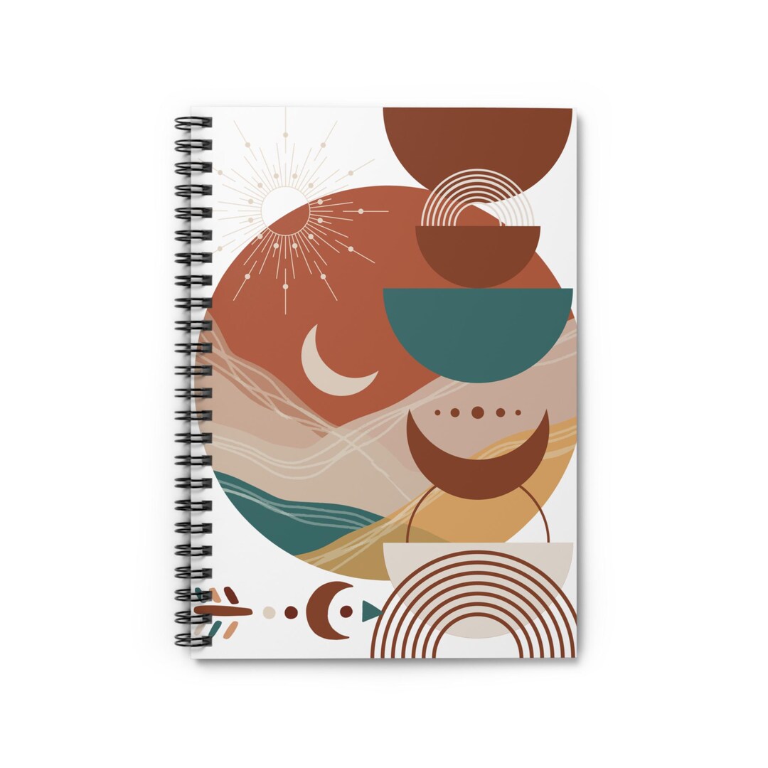 Abstract Boho Shapes Spiral Notebook | Ruled - Etsy