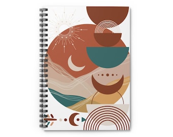 Abstract Boho Shapes Spiral Notebook | Ruled