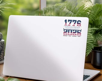 1776 2026 Sticker | America 250 Flag Script Design, Patriotic Kiss-Cut Vinyl