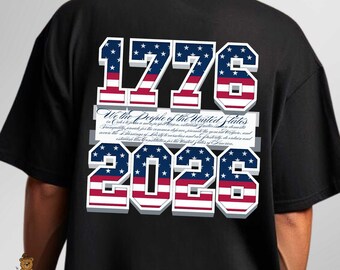 USA 250th Anniversary We The People Garment-Dyed T-Shirt, Patriotic 1776 2026 Tee