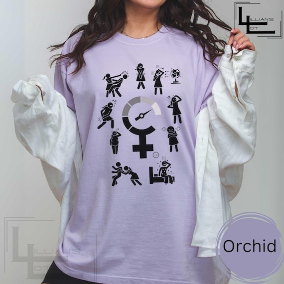 Camiseta divertida con mensaje sobre la menopausia, colores
