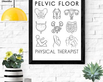 Póster de terapeuta del suelo pélvico: Arte anatómico para la salud femenina