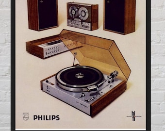 vintage 1971 Philips ajouter une impression de couverture | publicité gramophone vintage | Affiche vintage de musique | Décoration murale | Art mural | Cadeau d'anniversaire | Cadeau