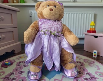 Vintage Build A Bear Workshop Brown Dressed Teddy Bear Purple Dress and Heel Stuffed Animal Plush Toy Tall 45cm| 17 ,Birthday gift Vintage Build A Bear Workshop Brown Dressed Teddy Bear Purple Dress and Heel Stuffed Animal Plush Toy Tall 45cm| 17 ,Birthday gift