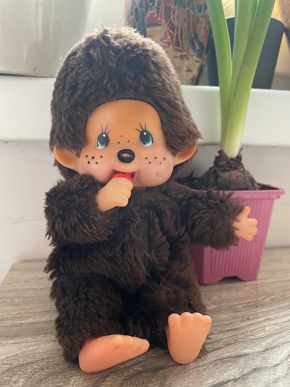 Monchhichi Seckiguci 1974 Blue Eyes Made in Japan Rare Plush Doll