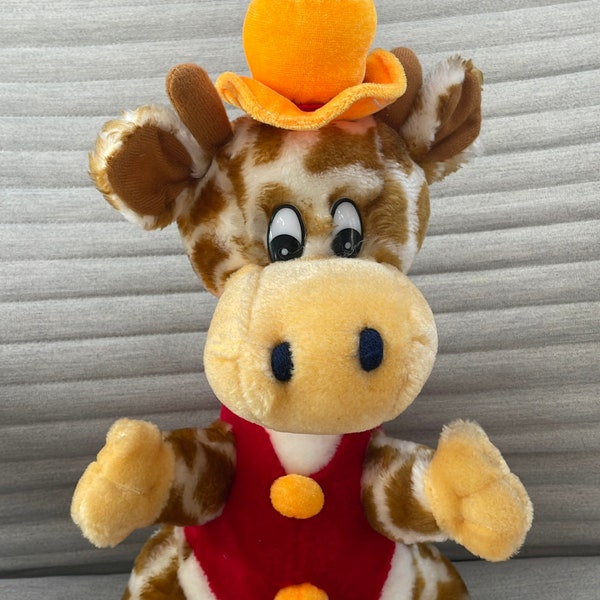 Tragejacke Sitzende Giraffe Tier Super Weich Stofftier Größe 17" Groß, Vintage Giraffe Plüsch, Kinder Geschenk, Geburtstagsgeschenk