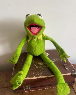 Rare 1976 Jim Henson Kermit the Frog Toy Plush Muppet Doll 48 Cm