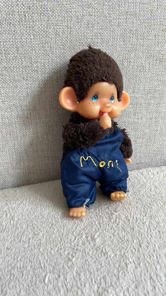Vintage 1974 Wearing Blue Overall Monchhichi Blue Eyes Monkey Vintage 1974 Wearing Blue Overall Monchhichi Blue Eyes Monkey