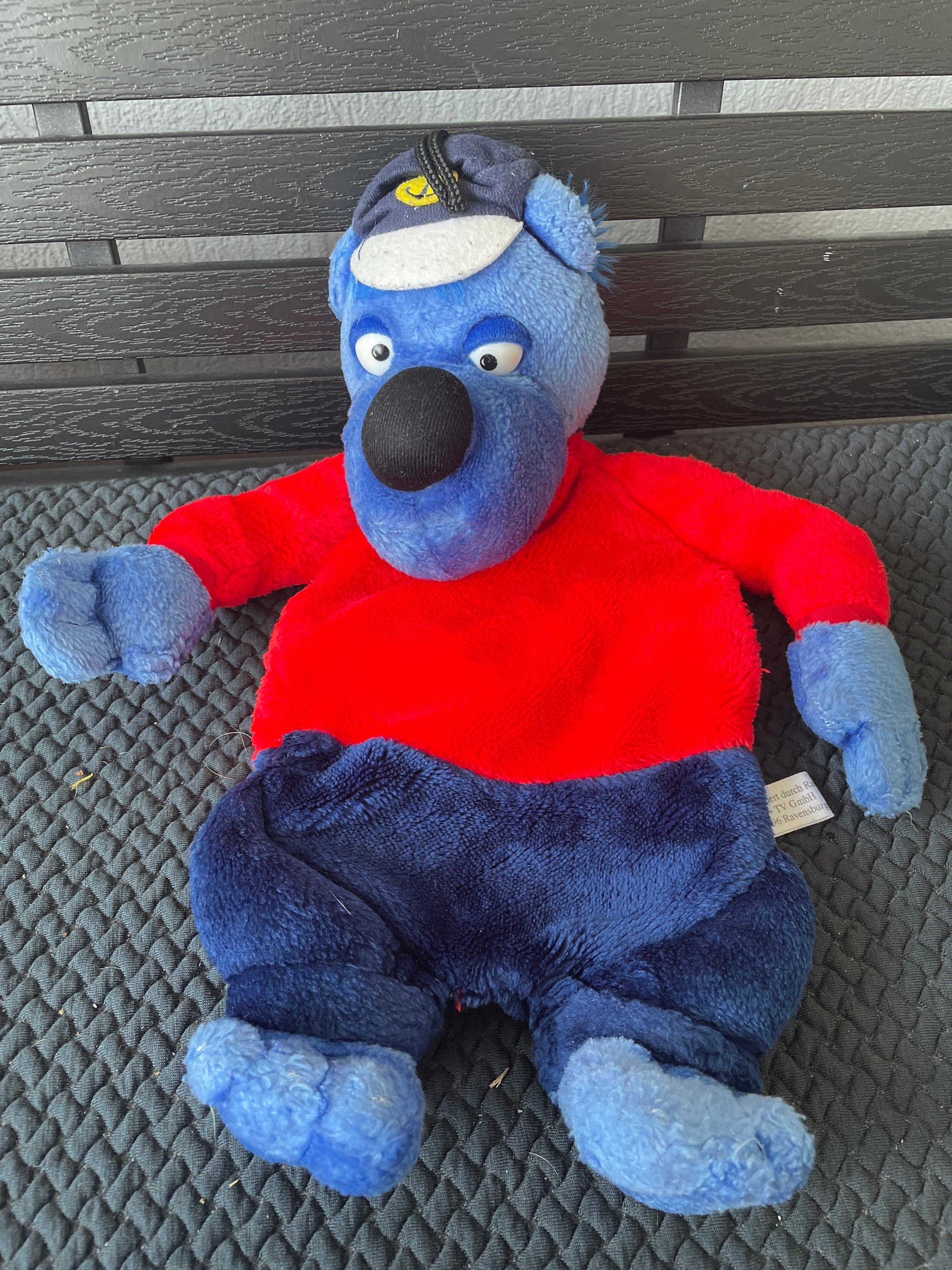 Fashy Original Hot Water Bottle Kapt N Blaubar / Captain Bluebear 20” Soft Plush Cover Blue Bear Germany, Borthday Gift, Kids Gift