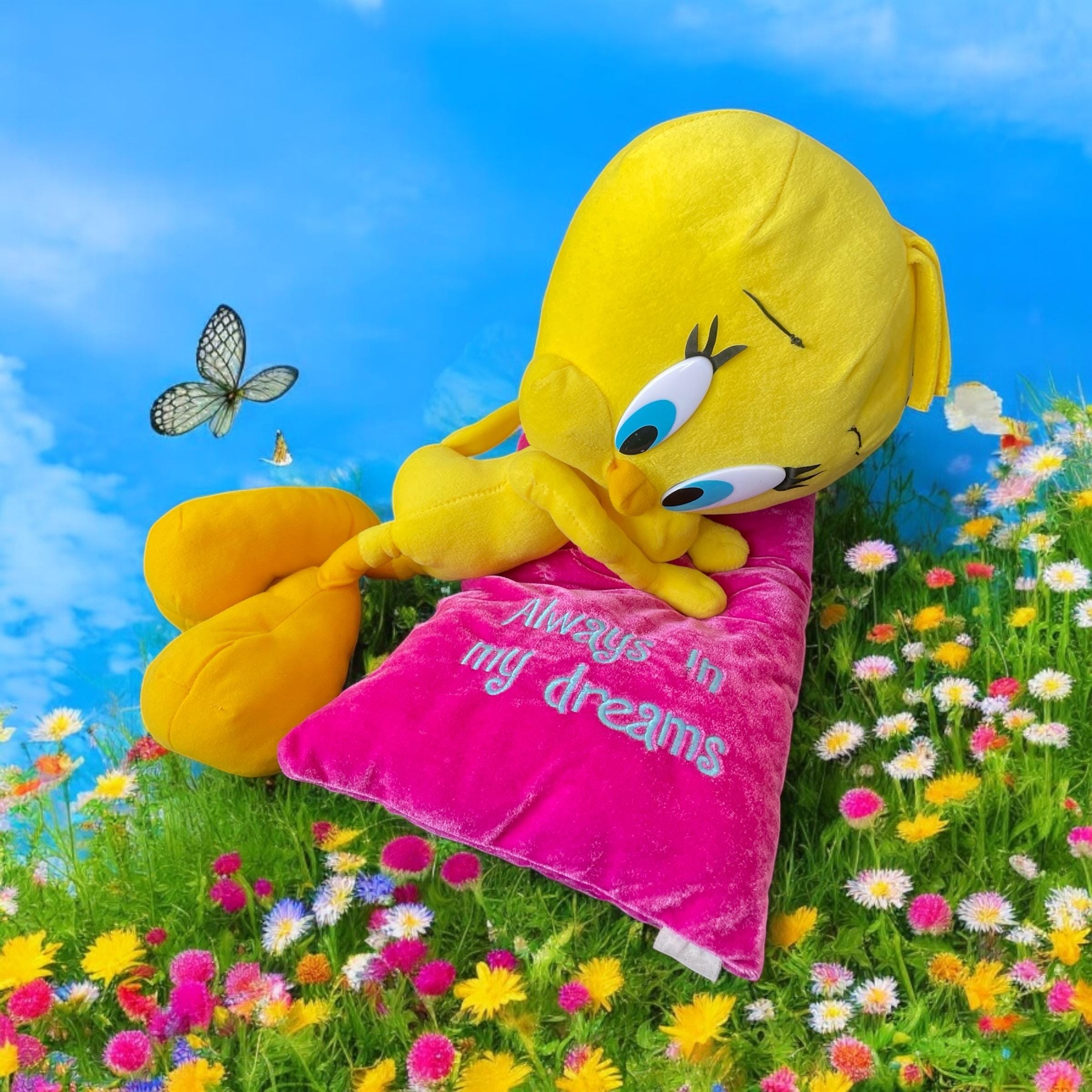 Vintage Tweety Yellow Bird Tweety Yellow Bird Laying on Pink