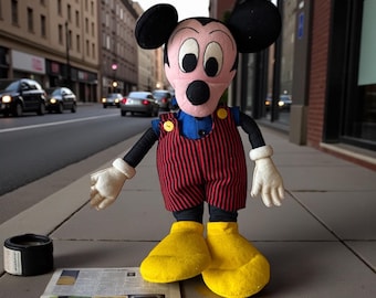 Vintage 70er 80er Jahre Mickey Mouse Plüschtier 62 cm Groß Rare Disney Sammler Geburtstagsgeschenk