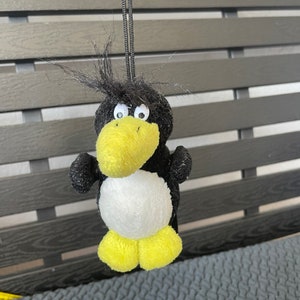 Vintage Dimo Punk Bird Black Soft Stuffed Plush Animal Toy Size 5 Inches